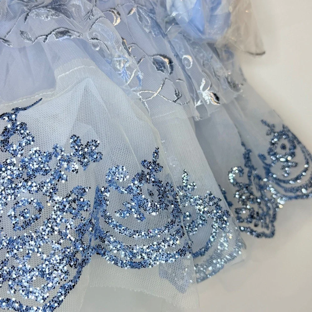 Weissman Kids Light Blue Silver Embroidered Sequin Ballet Tutu Costume SC 64830